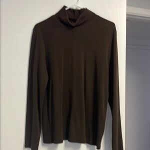 Brown Turtleneck Sweater with Ribbed Neck